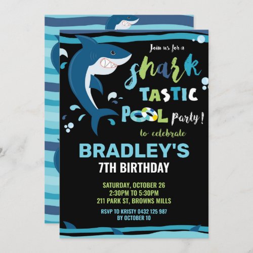 Shark_Tastic Pool Birthday Party Shark Boy Invitation