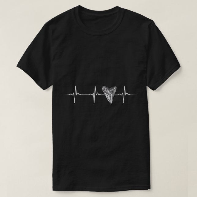 Shark Teeth Collector Fossil Hunter Heart EKG T-Sh T-Shirt (Design Front)