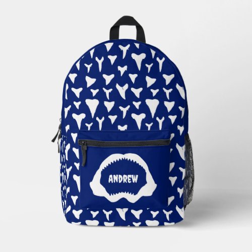 Shark Teeth Pattern Blue and White Personalised Printed Backpack