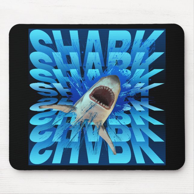 shark text effect typography  mouse pad (Front)