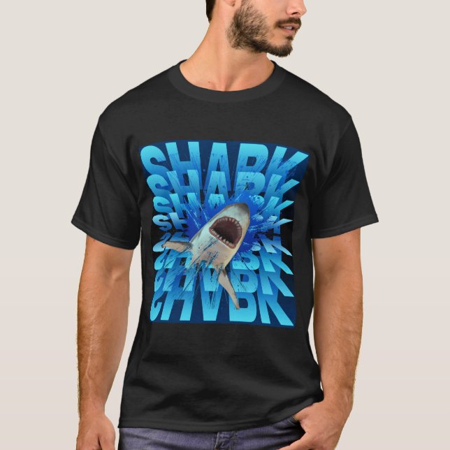 shark text effect typography  T-Shirt (Front)