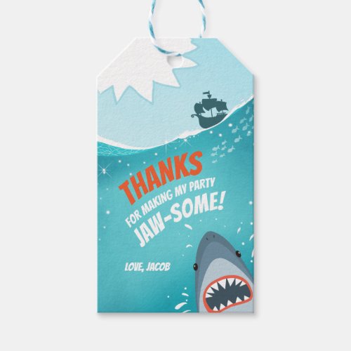 Shark thank you tags Pool Party Bait Birthday Boy