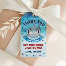 Shark Thank You Tags, Shark Favor Tags Boy