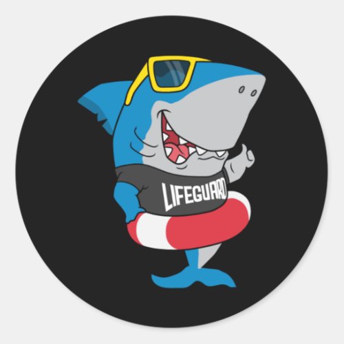 Shark the lifeguard classic round sticker