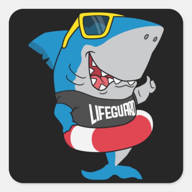 Shark the lifeguard square sticker (Front)