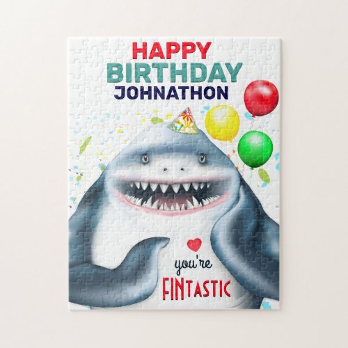 Shark Theme Fintastic Kids Birthday Jigsaw Puzzle