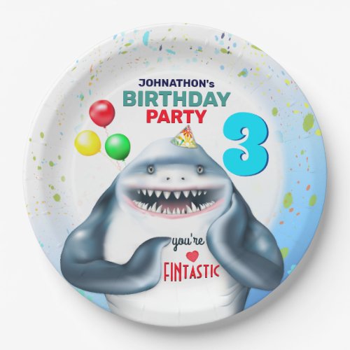 Shark Theme Fintastic Kids Birthday Paper Plates