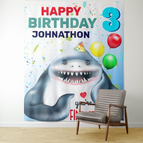 Shark Theme Fintastic Kids Birthday Party Backdrop