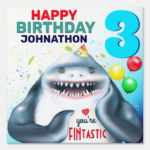 Shark Theme Fintastic Kids Birthday Party Sign