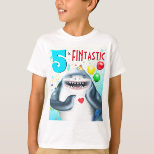 Shark Theme Fintastic Kids Birthday T-Shirt