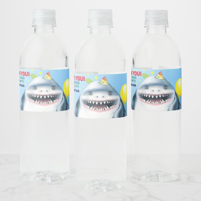 Shark Theme Fintastic Kids Birthday Water Bottle Label (Bottles)