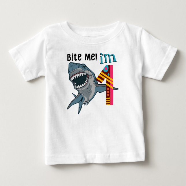 Shark Theme First Birthday Kids T-Shirt (Front)