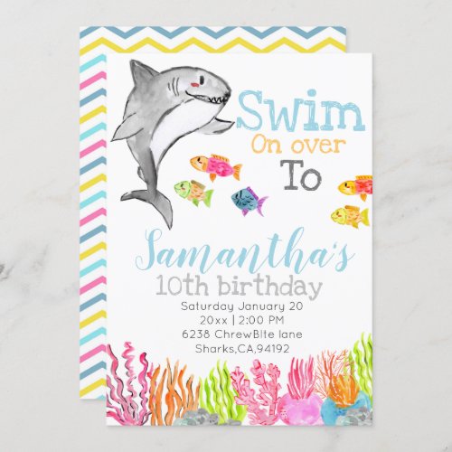 Shark theme kid birthday invitation