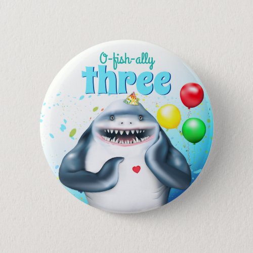Shark Theme Kids Birthday Button
