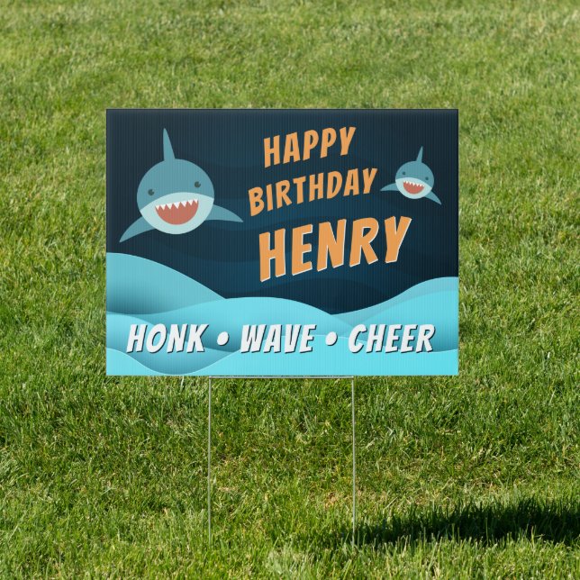 Shark Theme Kids Birthday Drive By Sign (Insitu)