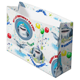 Shark Theme Kids Birthday Large Gift Bag
