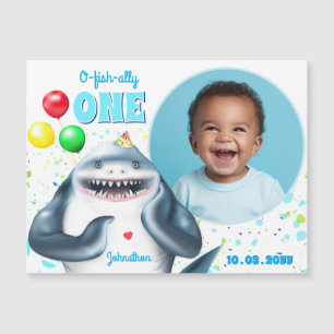 Shark Theme Kids Birthday Photo Magnetic Card