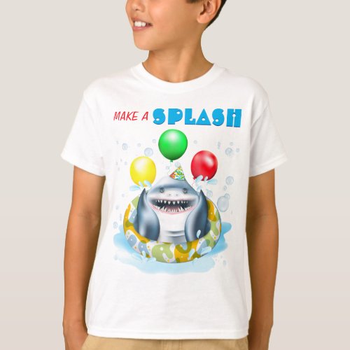 Shark Theme Kids Birthday Pool Party T_Shirt