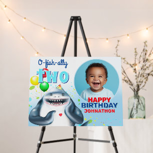 Shark Theme Photo Kids Birthday Banner Foam Board