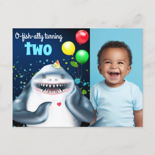 Shark Theme Photo Kids Birthday Postcard