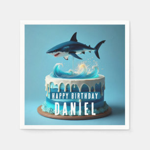 Shark themed Birthday Cake Napkins