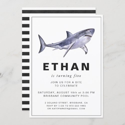 Shark Themed Birthday Party Invitation