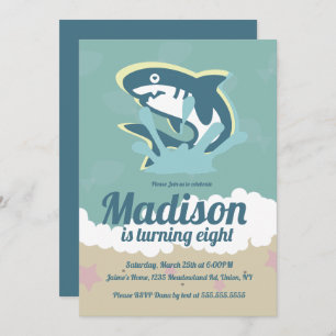 Shark Themed Girls Birthday Party Invitation