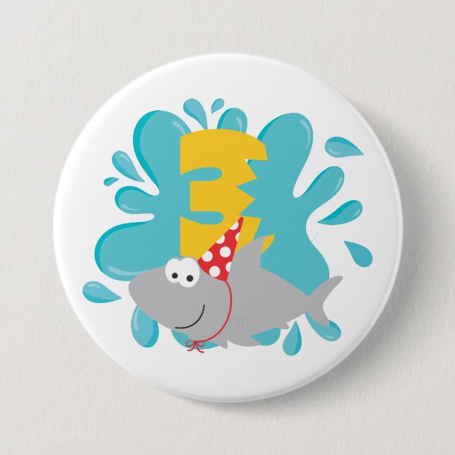 Shark Third Birthday Button (Front)