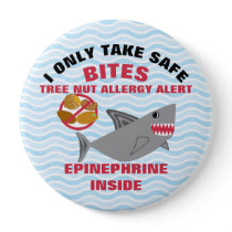 Shark Tree nut Allergy Alert Personalized Boys Pinback Button