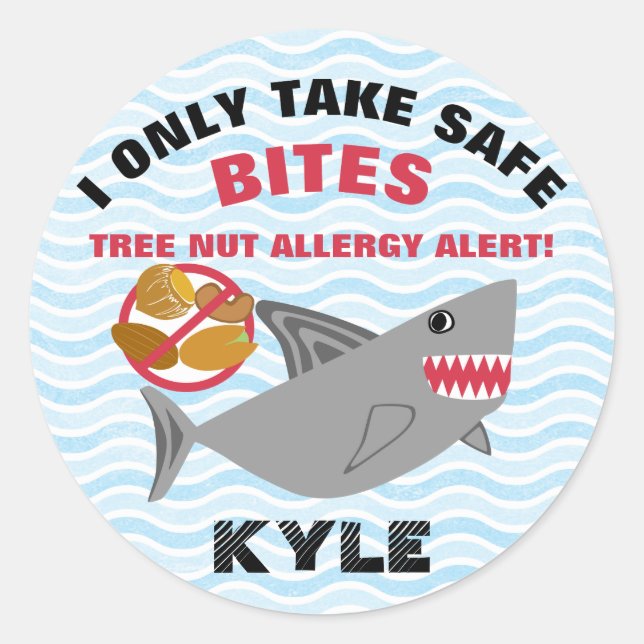 Shark Tree Nut Allergy Alert Stickers (Front)