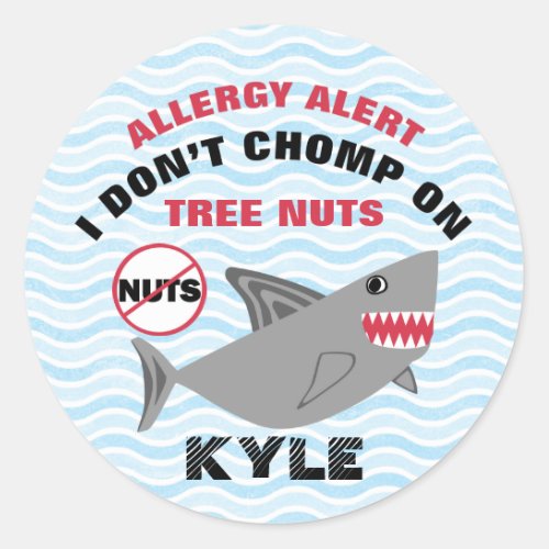 Shark Tree Nut Peanut Allergy Alert Customized Classic Round Sticker
