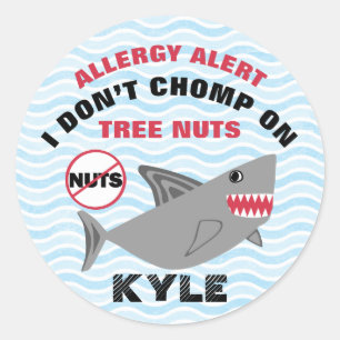 Shark Tree Nut Peanut Allergy Alert Customized Classic Round Sticker