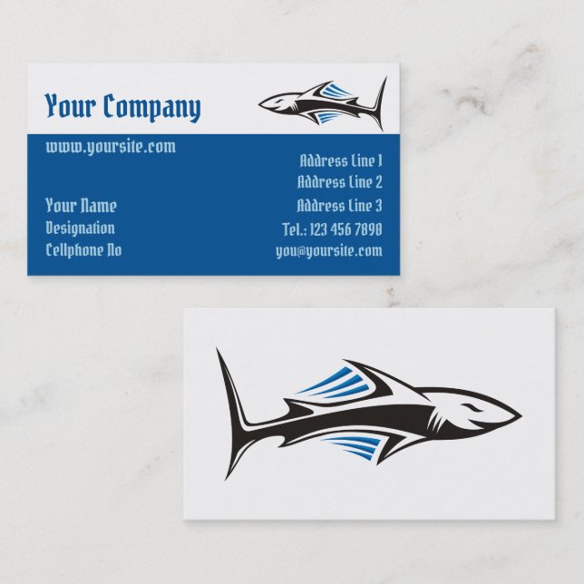 Shark Tribal Icon 1 Business Card (Front/Back)