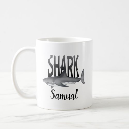 Shark Typography Cool Ocean Personalized Animal Coffee Mug