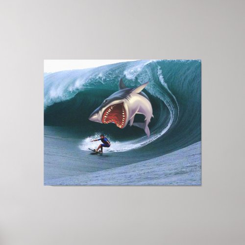 Shark under the blue ocean waves 6 canvas print