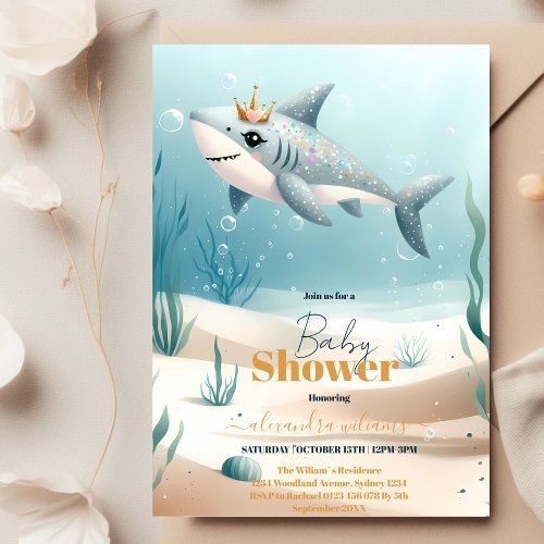 Shark  Under The Sea Baby Shower Invitation