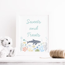 Shark Under The Sea Baby Shower Sweets Poster