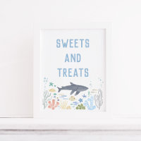 Shark Under The Sea Baby Shower Sweets Poster