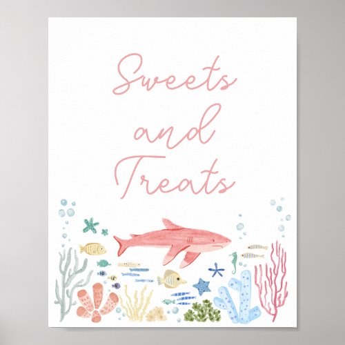 Shark Under The Sea Baby Shower Sweets Poster