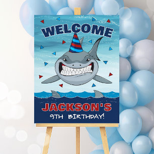 Shark Under the Sea Birthday Boy Welcome Sign
