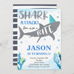 Shark Under The Sea Birthday Invite