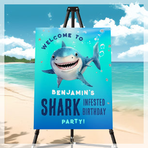 Shark Under The Sea Birthday Party Welcome Foam Board