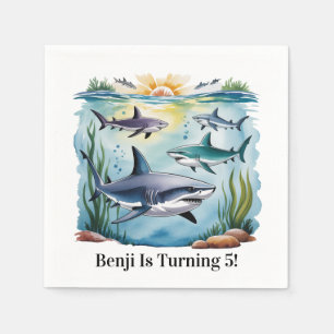 Shark Under The Sea Boy Birthday Napkins