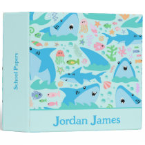 Shark Under The Sea Cute Personalized Pattern 3 Ring Binder