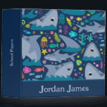 Shark Under The Sea Cute Personalized Pattern 3 Ring Binder<br><div class="desc">Shark Under The Sea Cute Personalized Pattern 3 Ring Binder.</div>