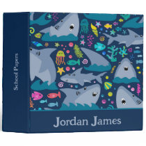 Shark Under The Sea Cute Personalized Pattern 3 Ring Binder