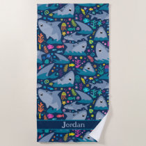 Shark Under The Sea Cute Personalized Pattern Beach Towel