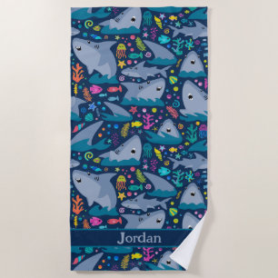 Shark Under The Sea Cute Personalized Pattern Beach Towel