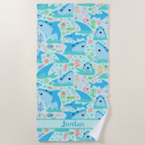 Shark Under The Sea Cute Personalized Pattern Beach Towel