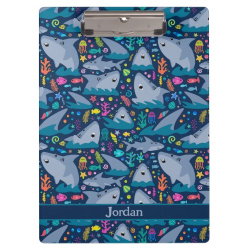 Shark Under The Sea Cute Personalized Pattern Clipboard